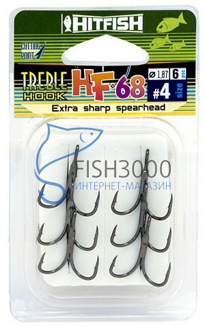 Тройной крючок HitFish HF-68 Cutting point  6 шт